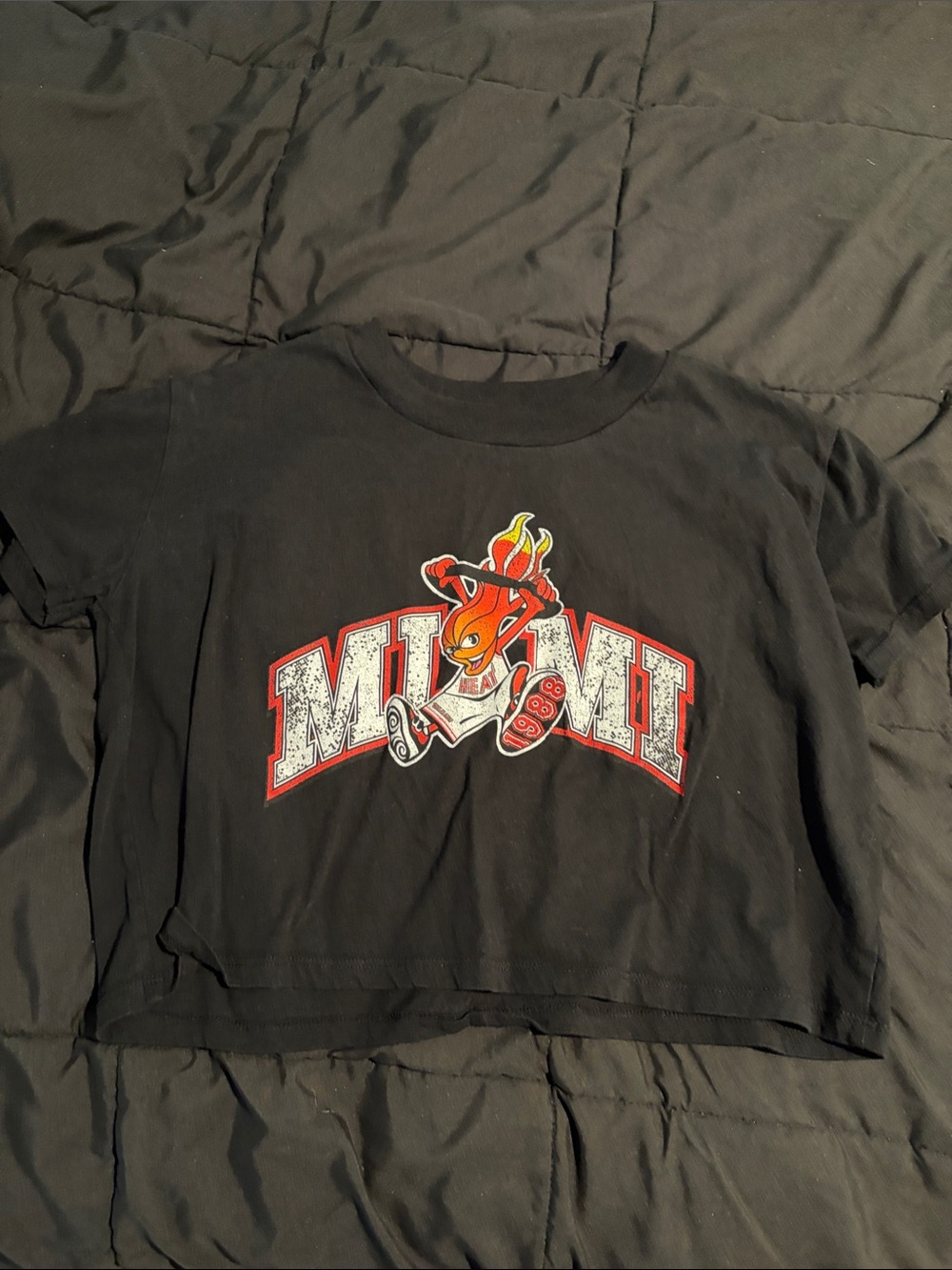 Miami Graphic Black Cropped Tee